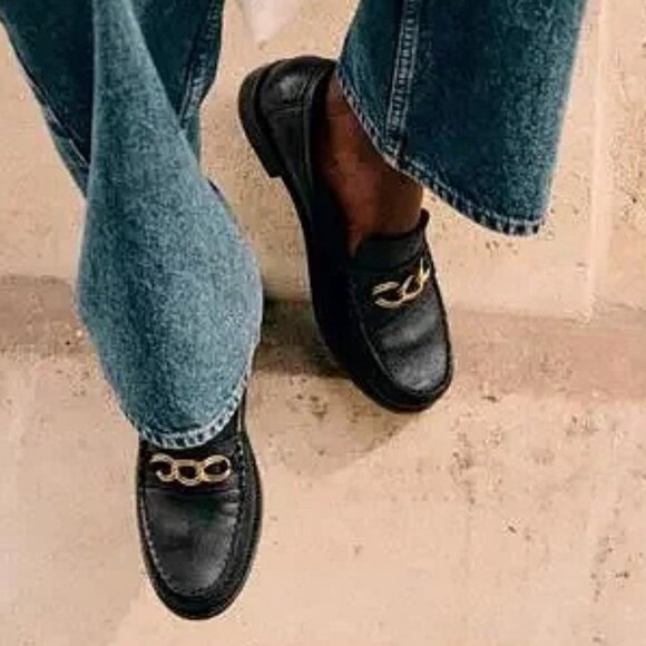 Sezane Vicky Leather Loafers in Smooth Black. Size 39 - Picture 2 of 11